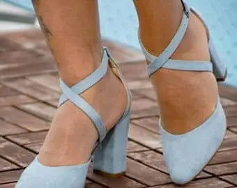 Blue Custom Made Heels – close-up