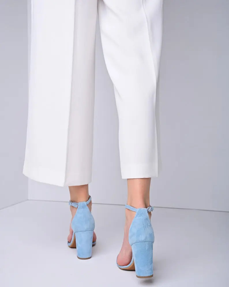 Blue Wedding Sandals For Bride – close-up