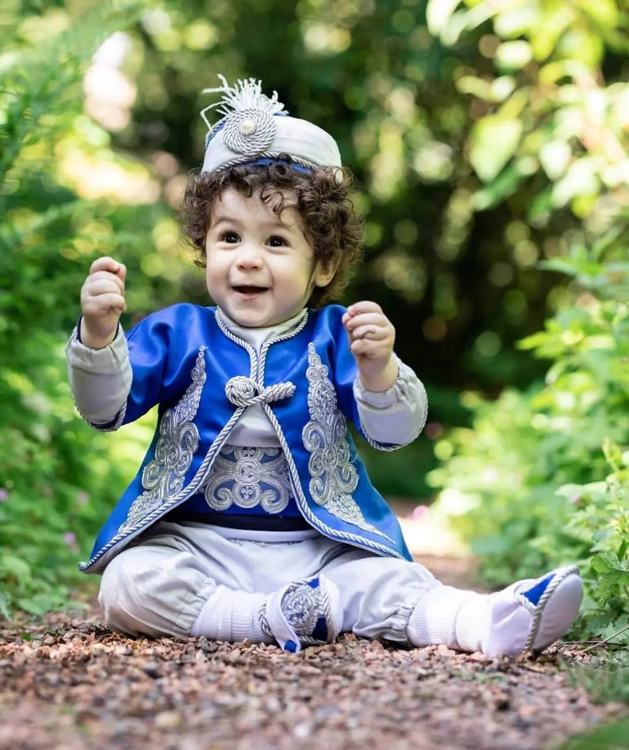 Disfraz de príncipe bebé niño 1er cumpleaños azul marino