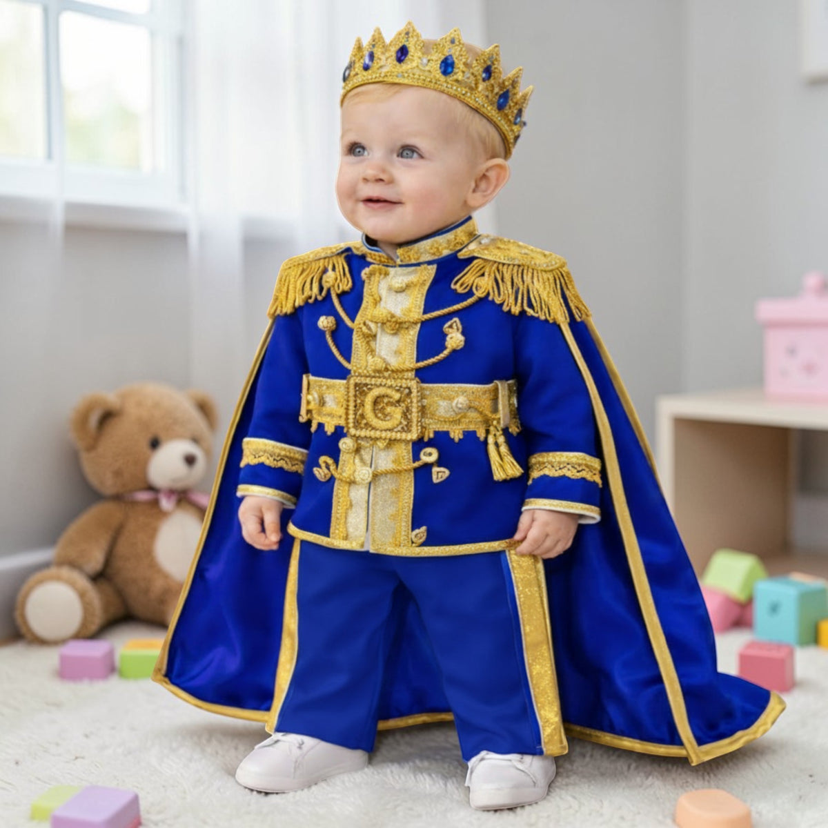 Royal Baby Boy Outfit Prince Costume Birthday Set – detail shot