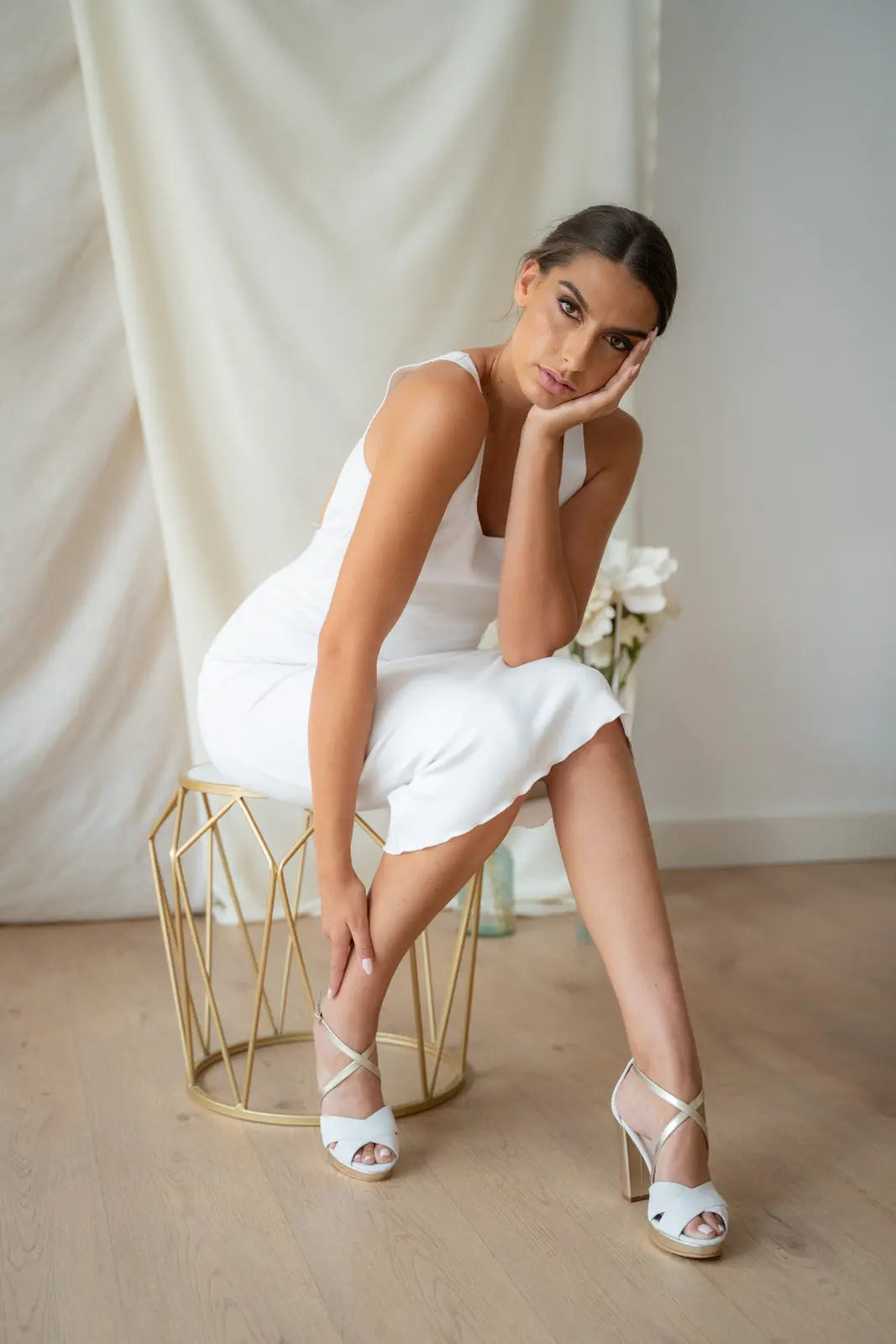 CROSS WHITE BRIDAL SANDAL MARÍA MODEL Sample Product