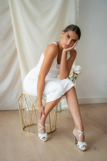 CROSS WHITE BRIDAL SANDAL MARÍA MODEL Sample Product