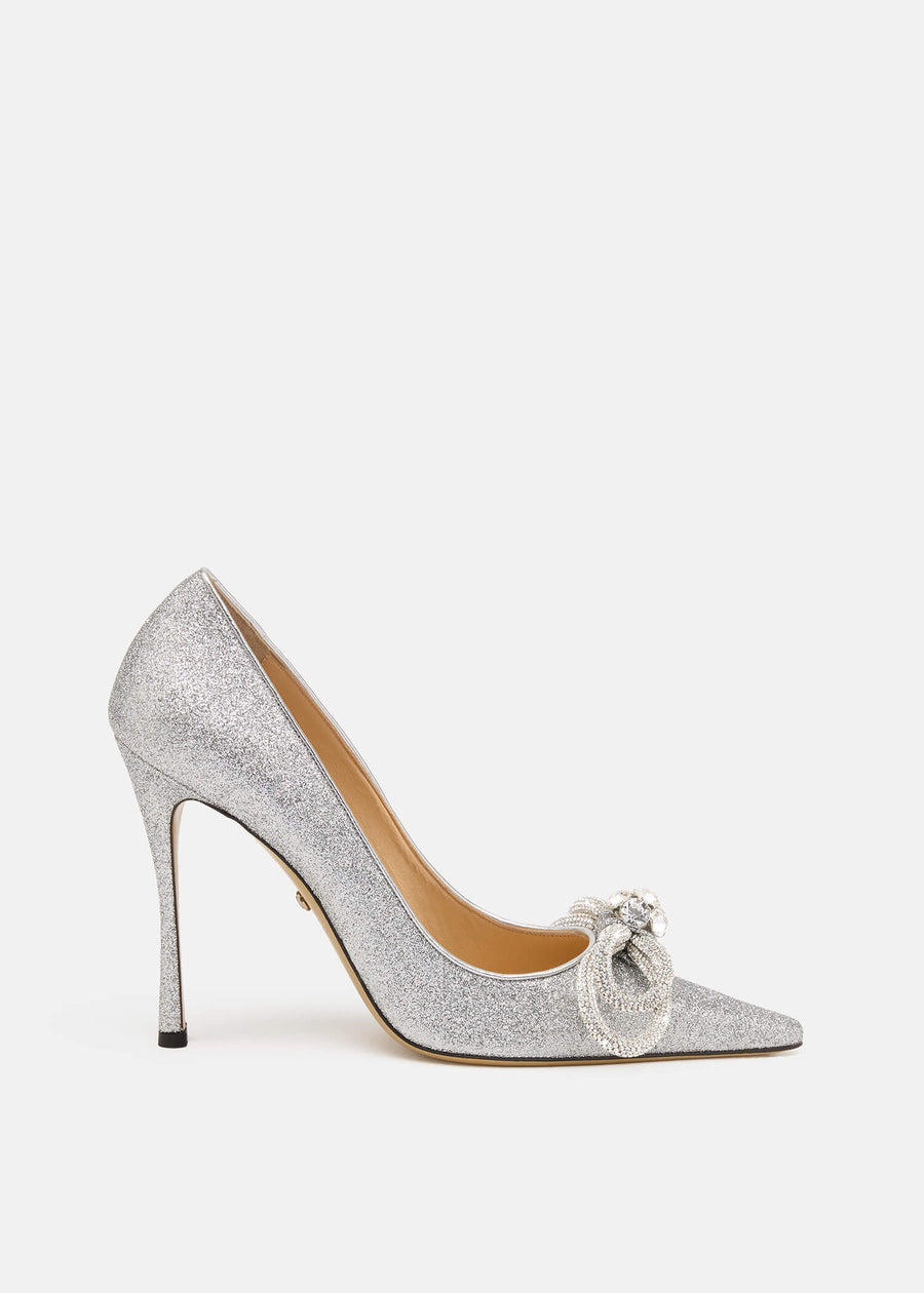 Adeline Silver Double Bow Pumps