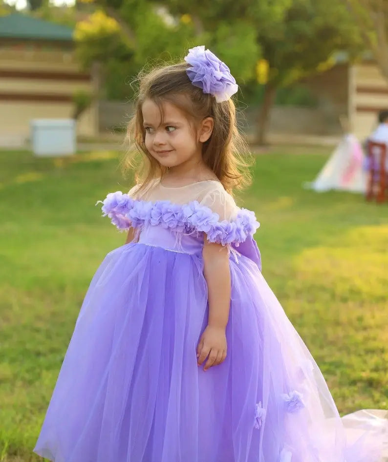 Flower girl dress lilac lavender first birthday dress toddler cemrestore