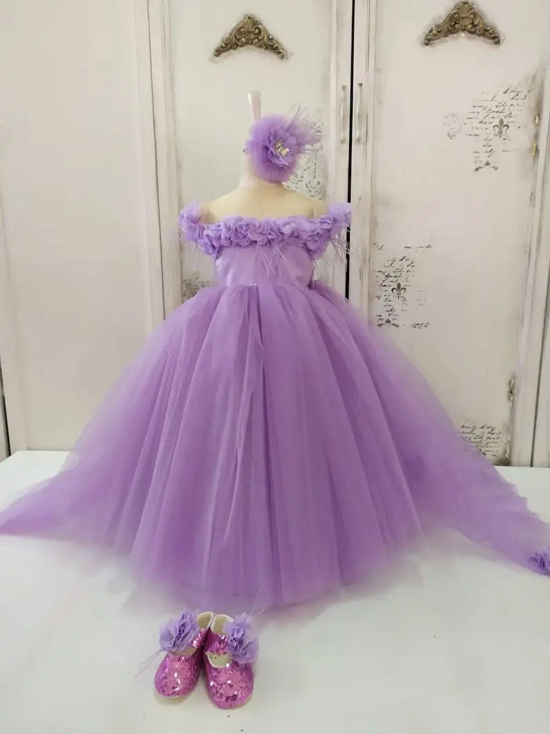 Flower girl dress lilac lavender first birthday dress toddler cemrestore