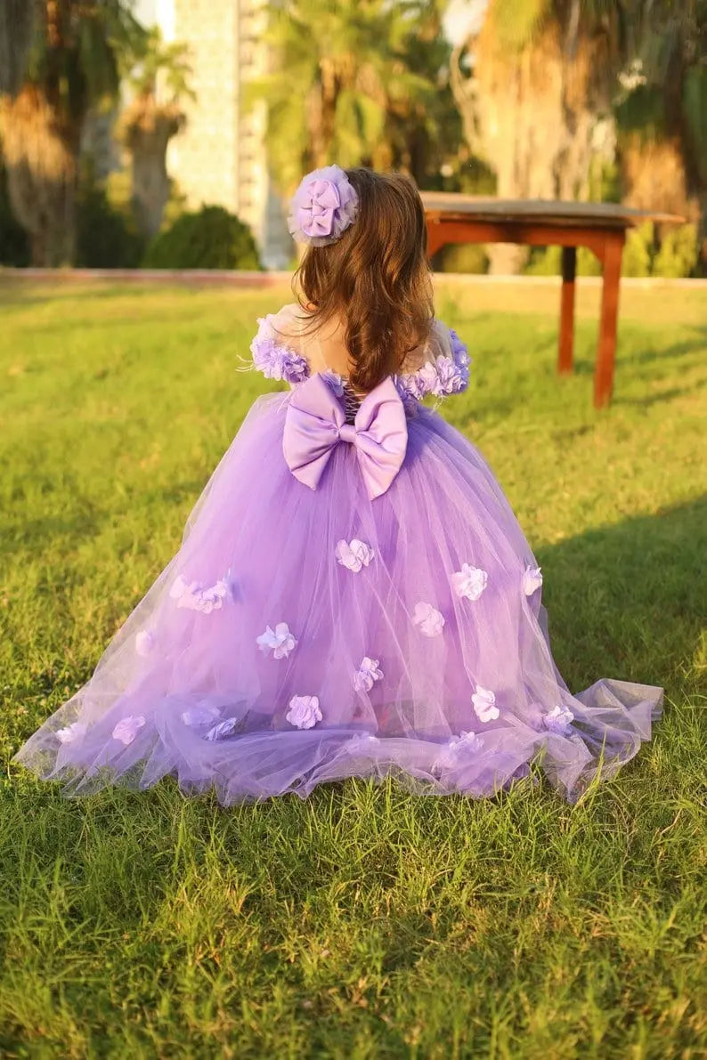 Flower girl dress lilac lavender first birthday dress toddler cemrestore