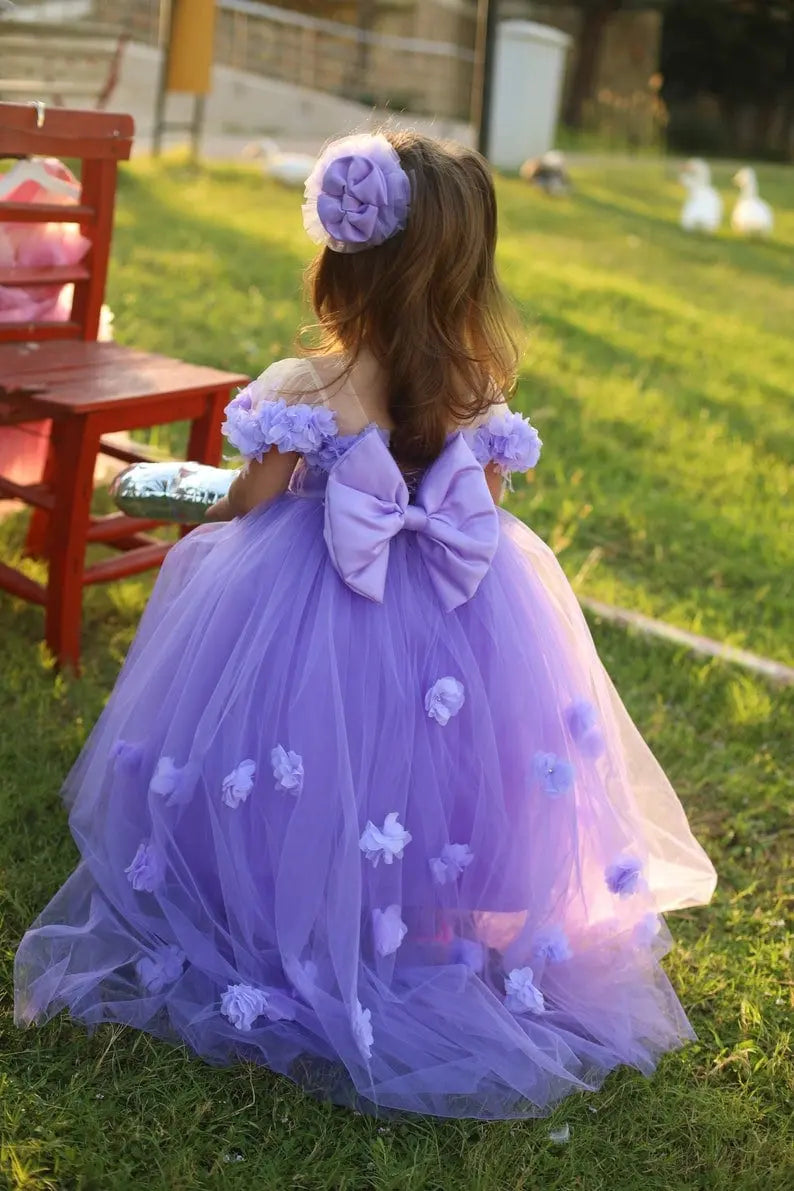 Flower girl dress lilac lavender first birthday dress toddler cemrestore