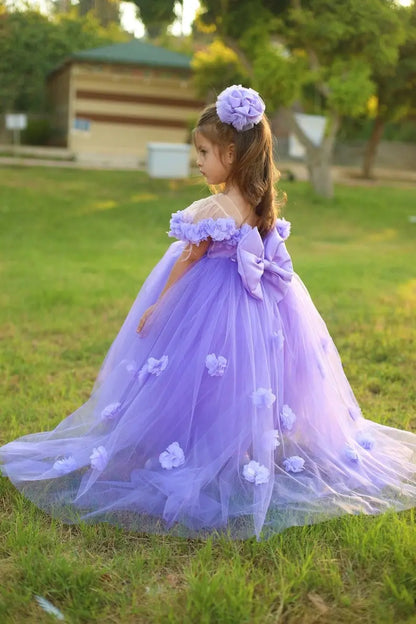 Flower girl dress lilac lavender first birthday dress toddler cemrestore