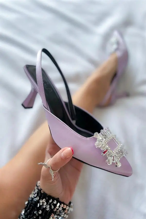 Fuchsia Satin Stone Open Stiletto simmiunique