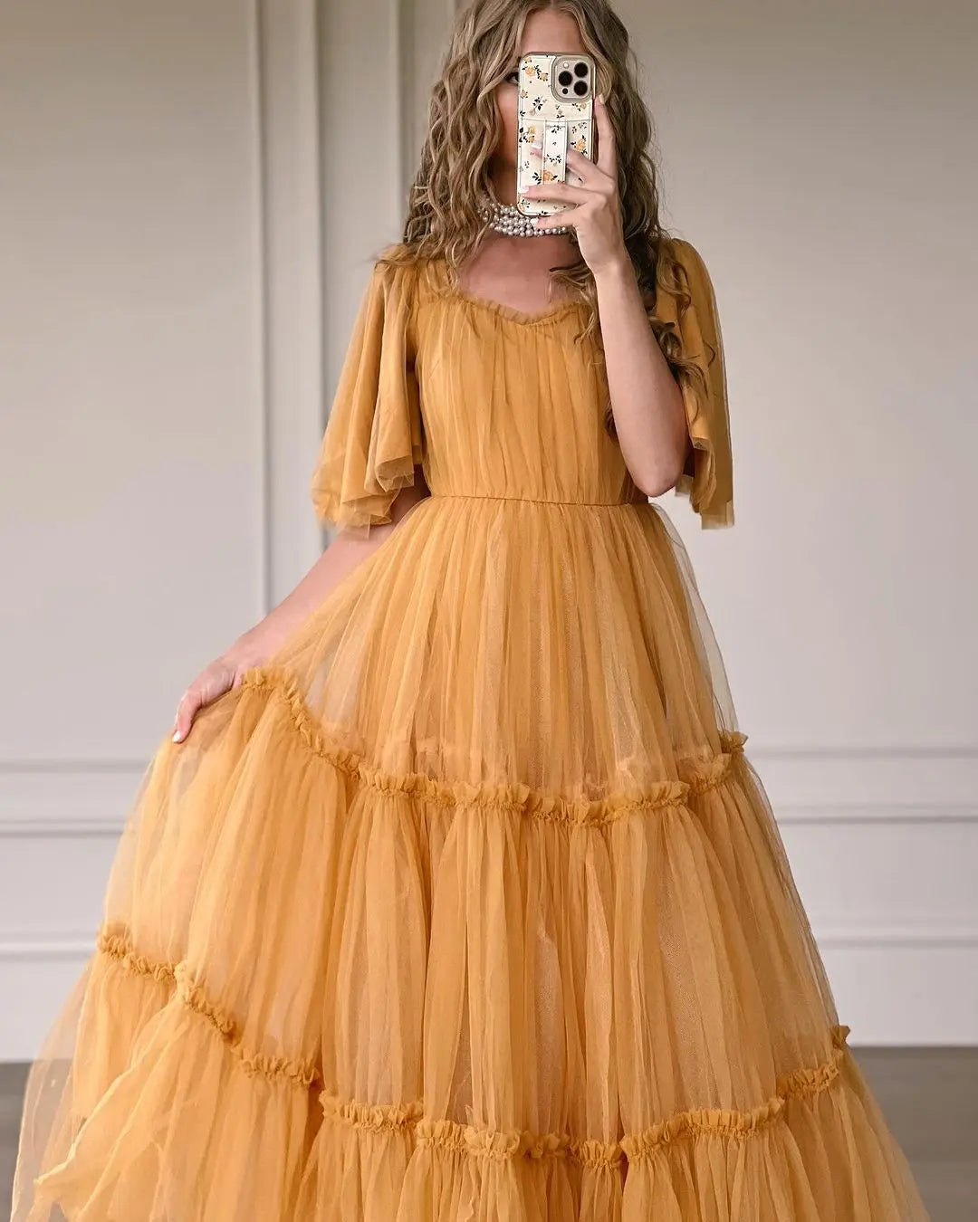 Gold party dress for women