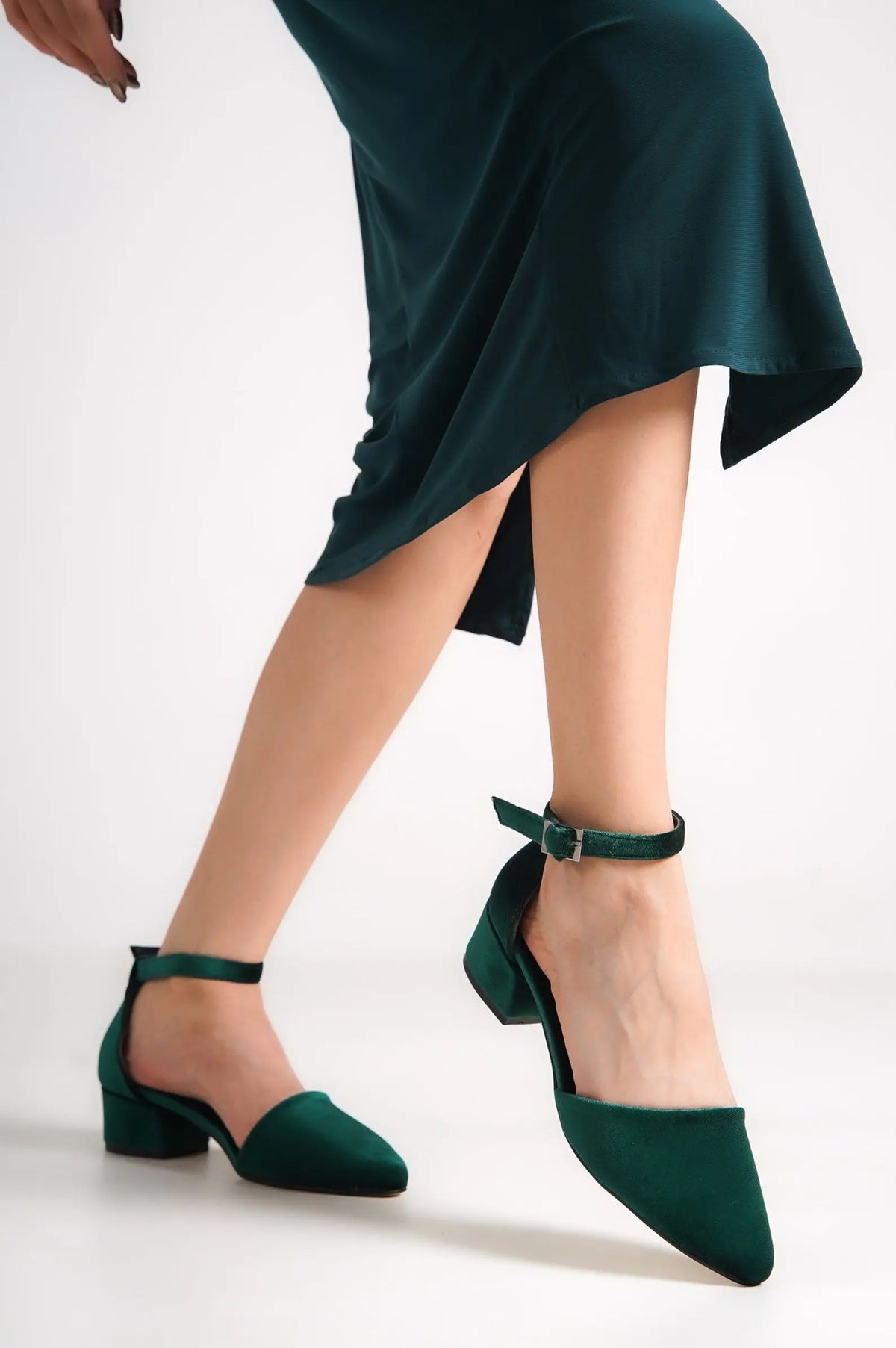 Green Velvet Shoes – side view