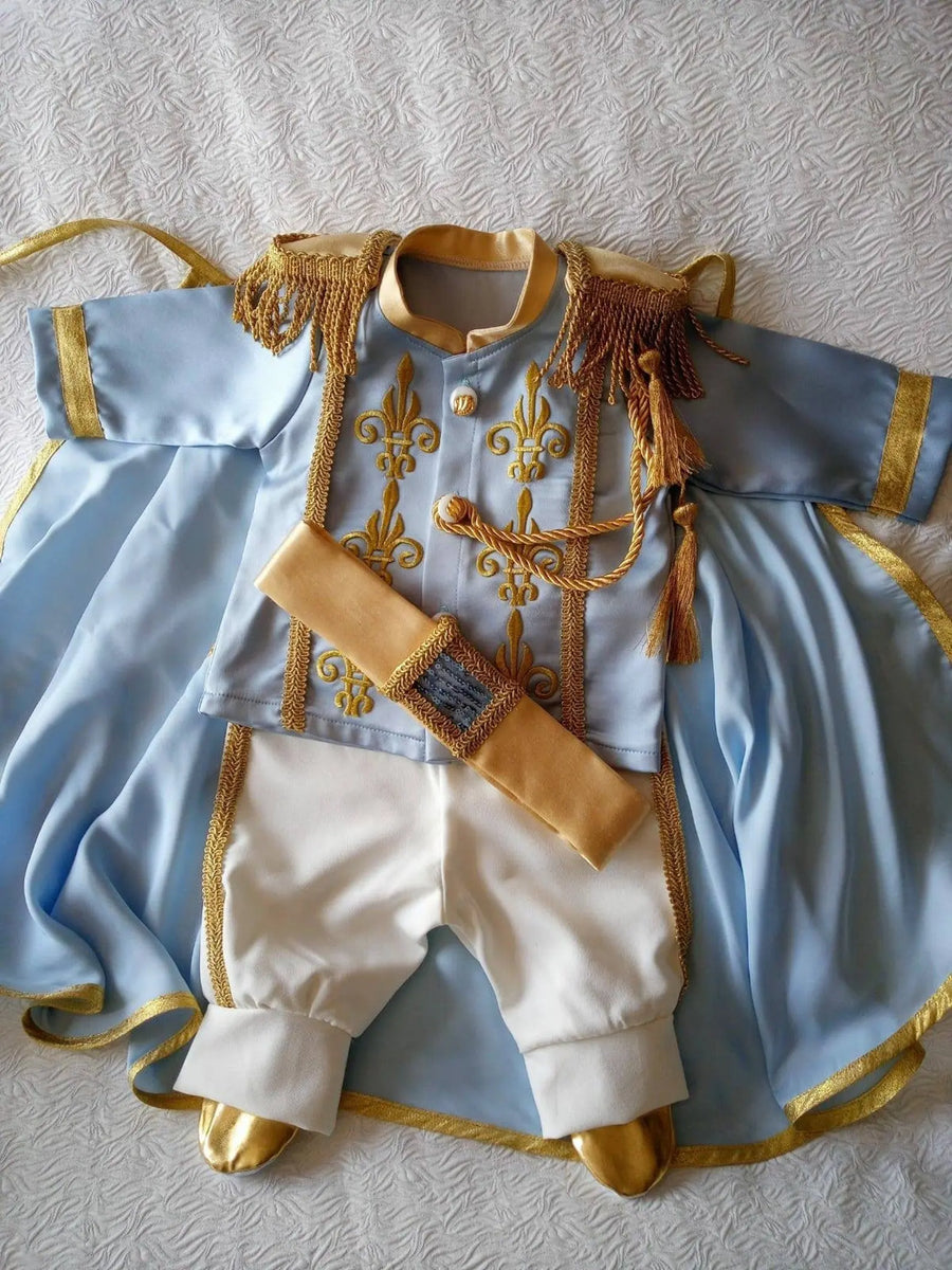 Disfraz de príncipe bebé de 1er cumpleaños, traje encantador personalizado para niños, traje de rey para niños, sesión de fotos de vacaciones reales