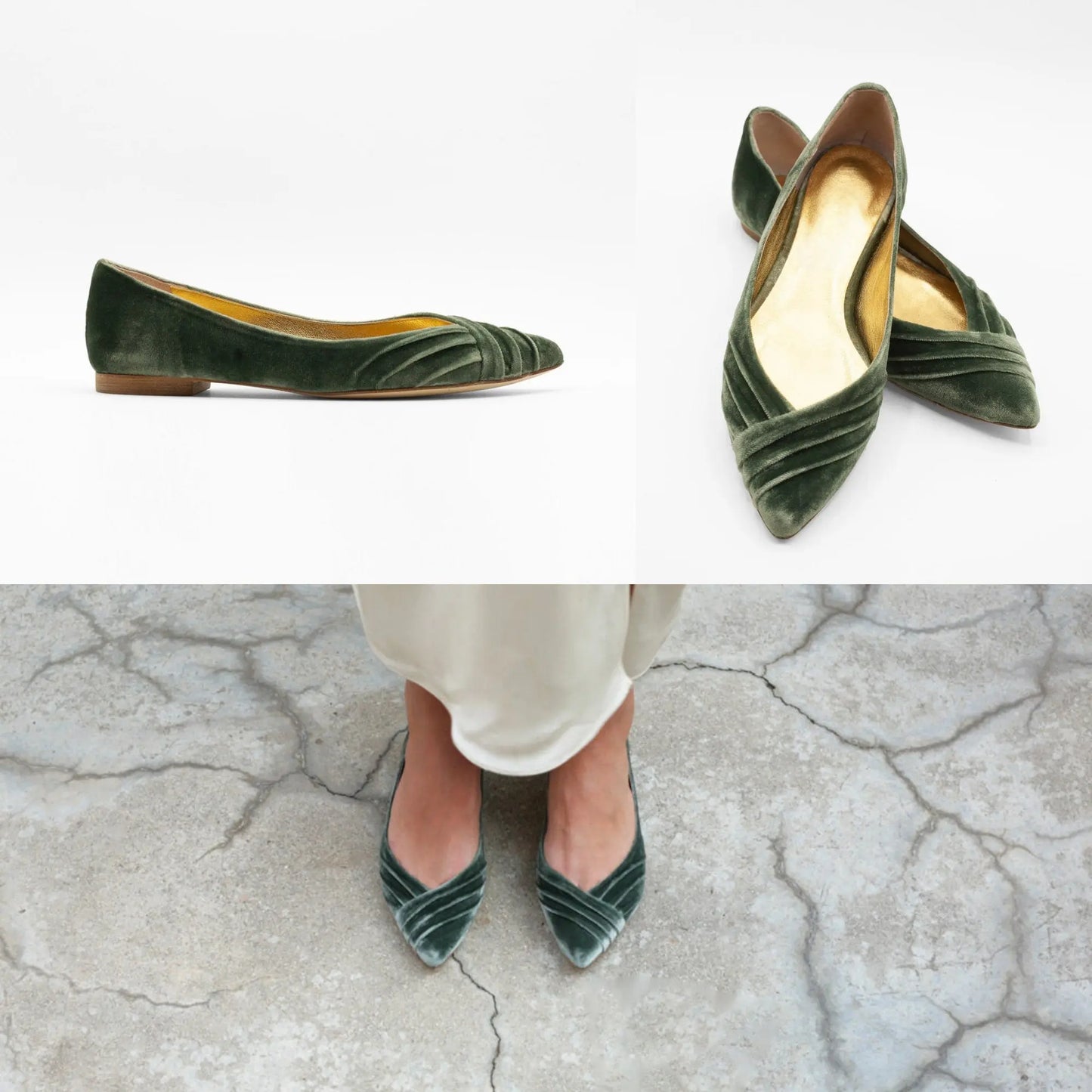 Green Flat Shoes, Wedding Flat Shoes simmiunique