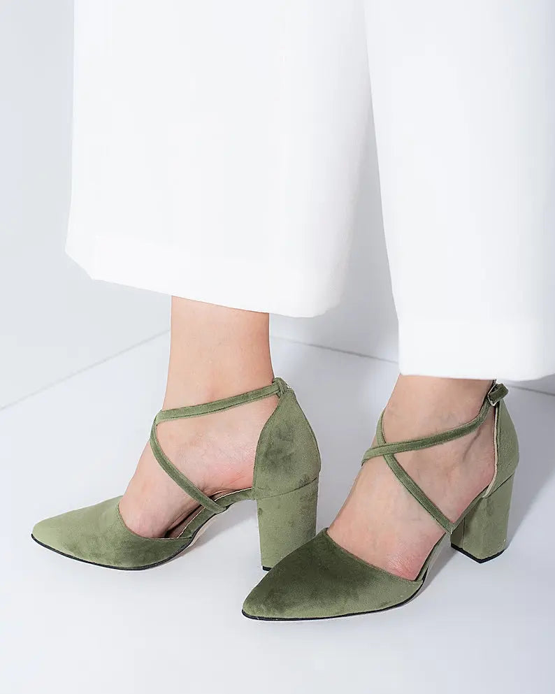 Green Velvet Wedding Shoes