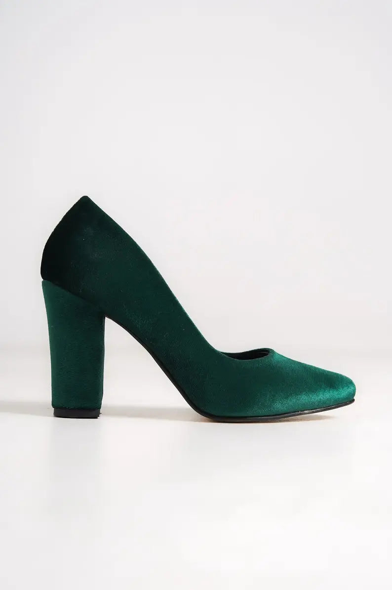 Handmade Classic Velvet Women Wedding (Green) – full outfit view
