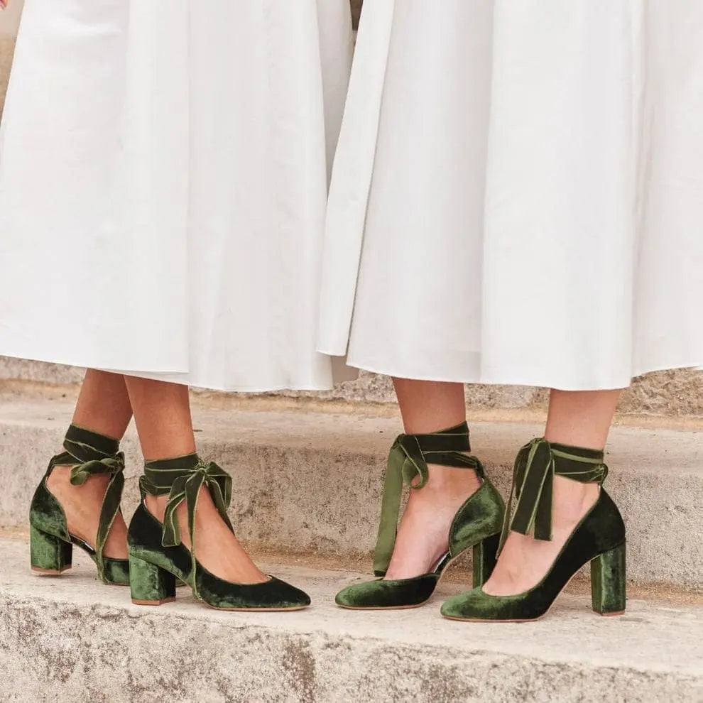 Hetty Mid Forest Green Wide – close-up
