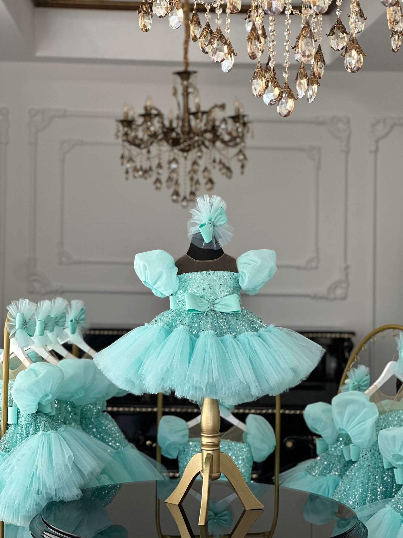Leila Mint Green Evening Dress – detail shot