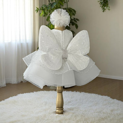 Shiny White Butterfly Dress