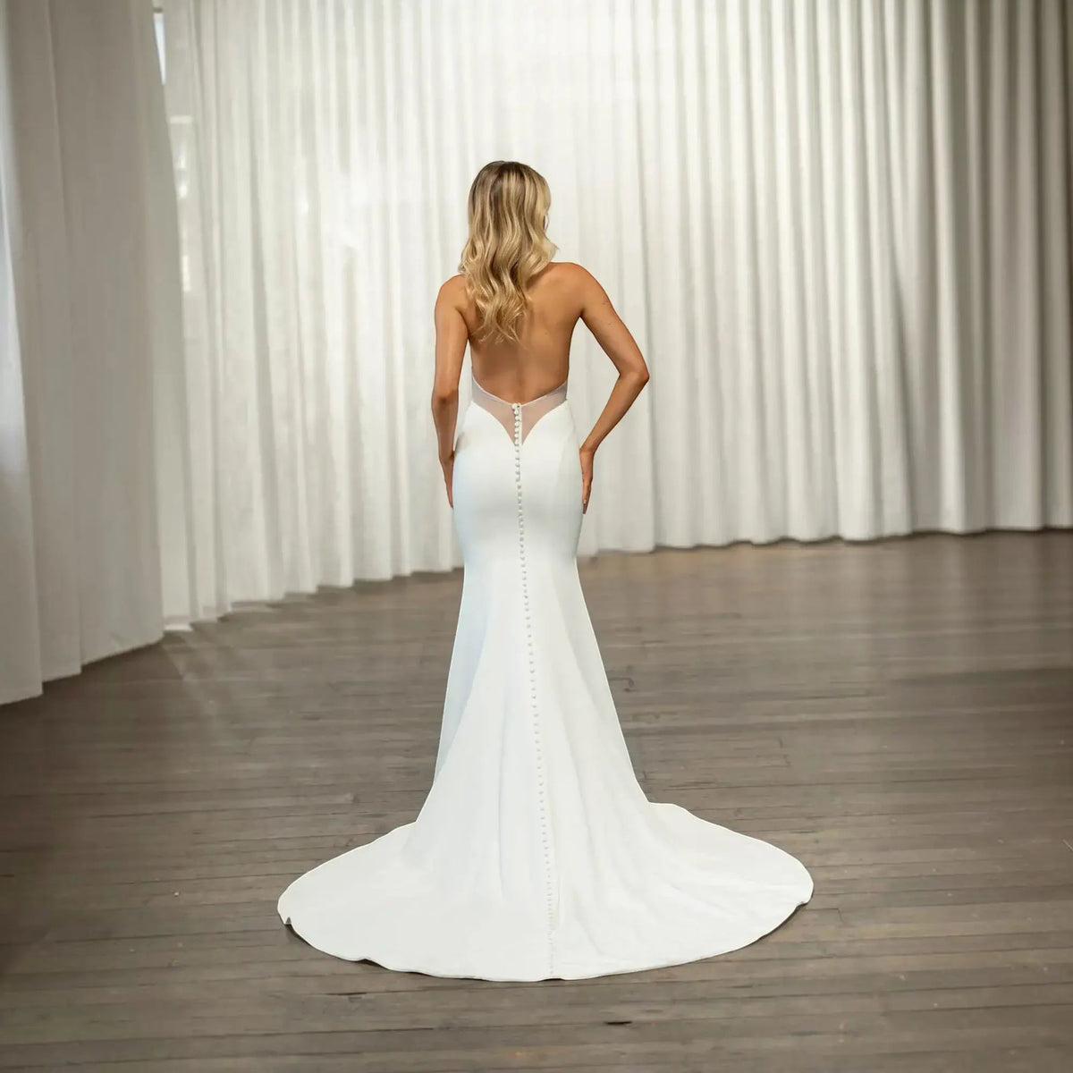 Celeste Silk A-Line Wedding Dress, luxury bridal gown, additional product image 3 by SimmiUnique