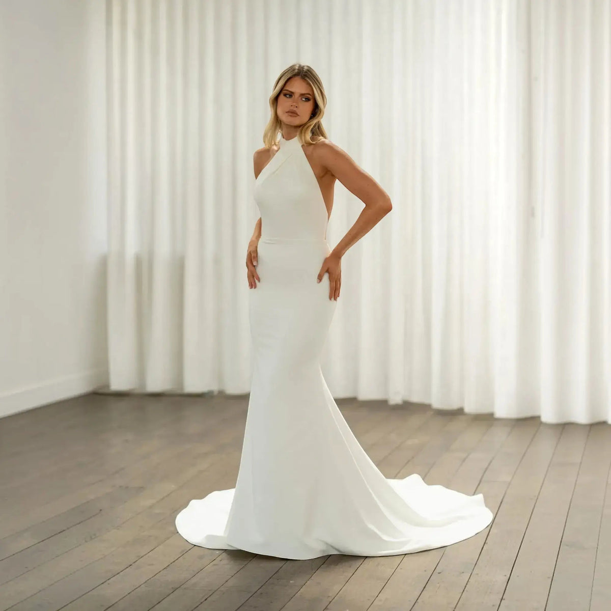 Celeste Silk A-Line Wedding Dress, luxury bridal gown, additional product image 5 by SimmiUnique