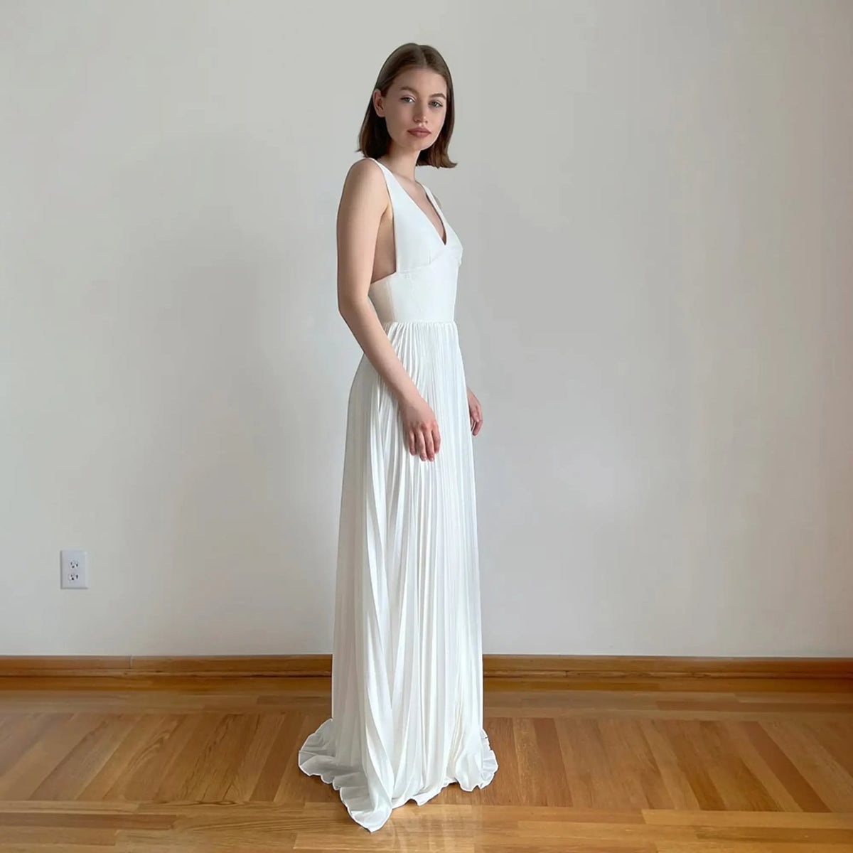 Elara Silk A-Line Wedding Dress, luxury bridal gown, additional product image 3 by SimmiUnique