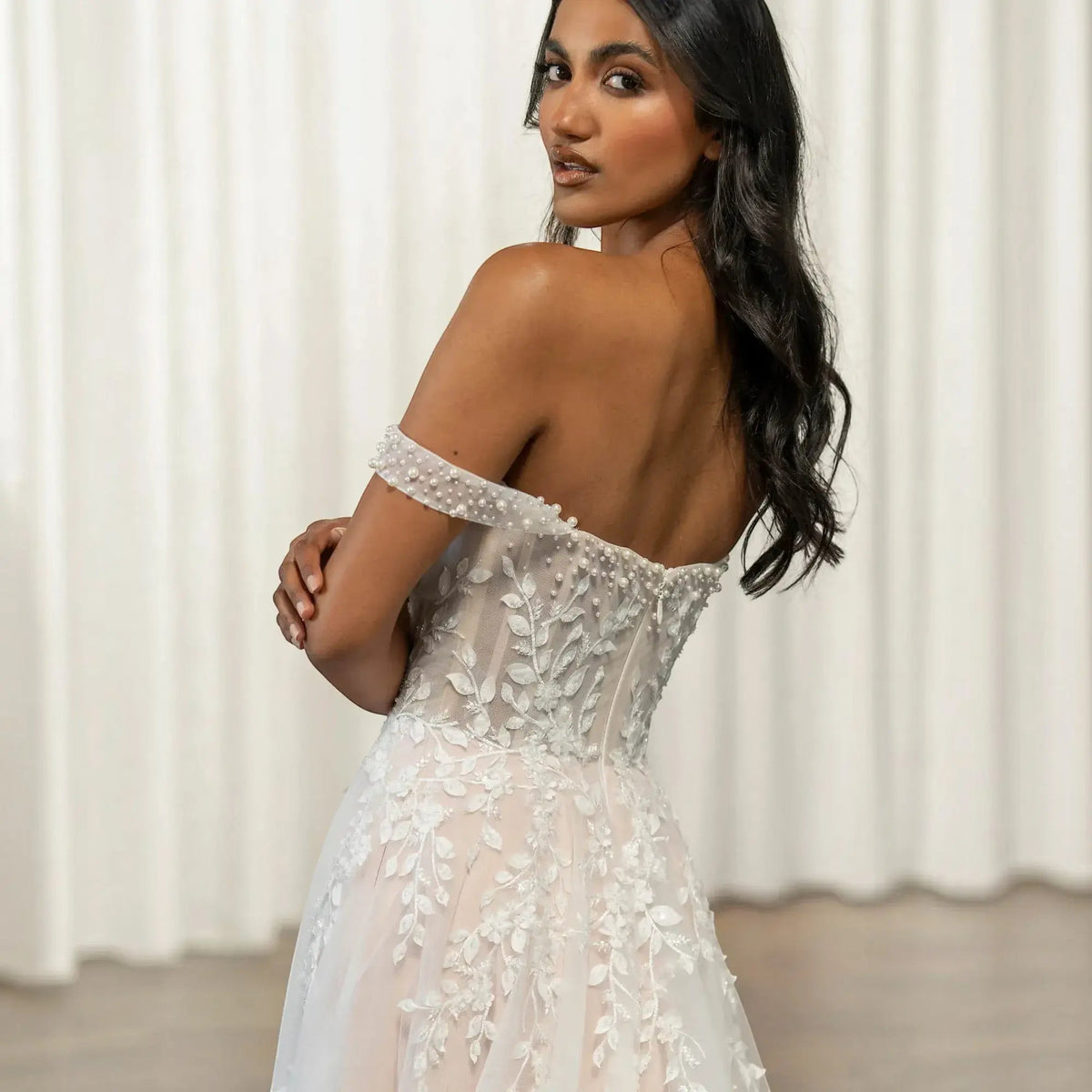 Serena Silk A-Line Wedding Dress, luxury bridal gown, additional product image 5 by SimmiUnique