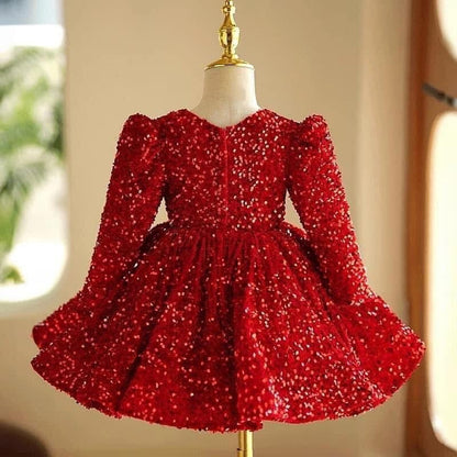 First Birthday Dress, Vintage Baby Girl Red Dress