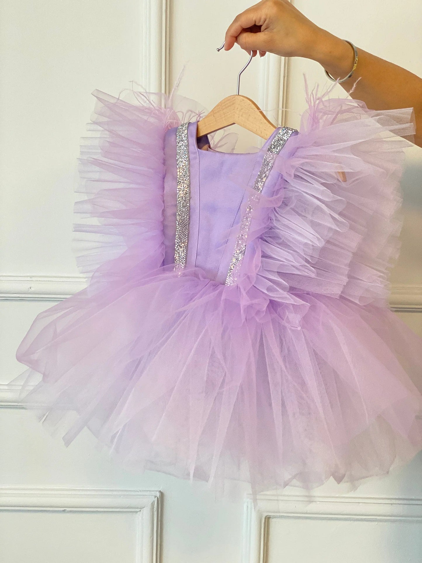 Lavender Tulle Dress, Birthday Tutu Dress, Feather Purple Tulle Dress, Lilac Tulle Dress cemrestore