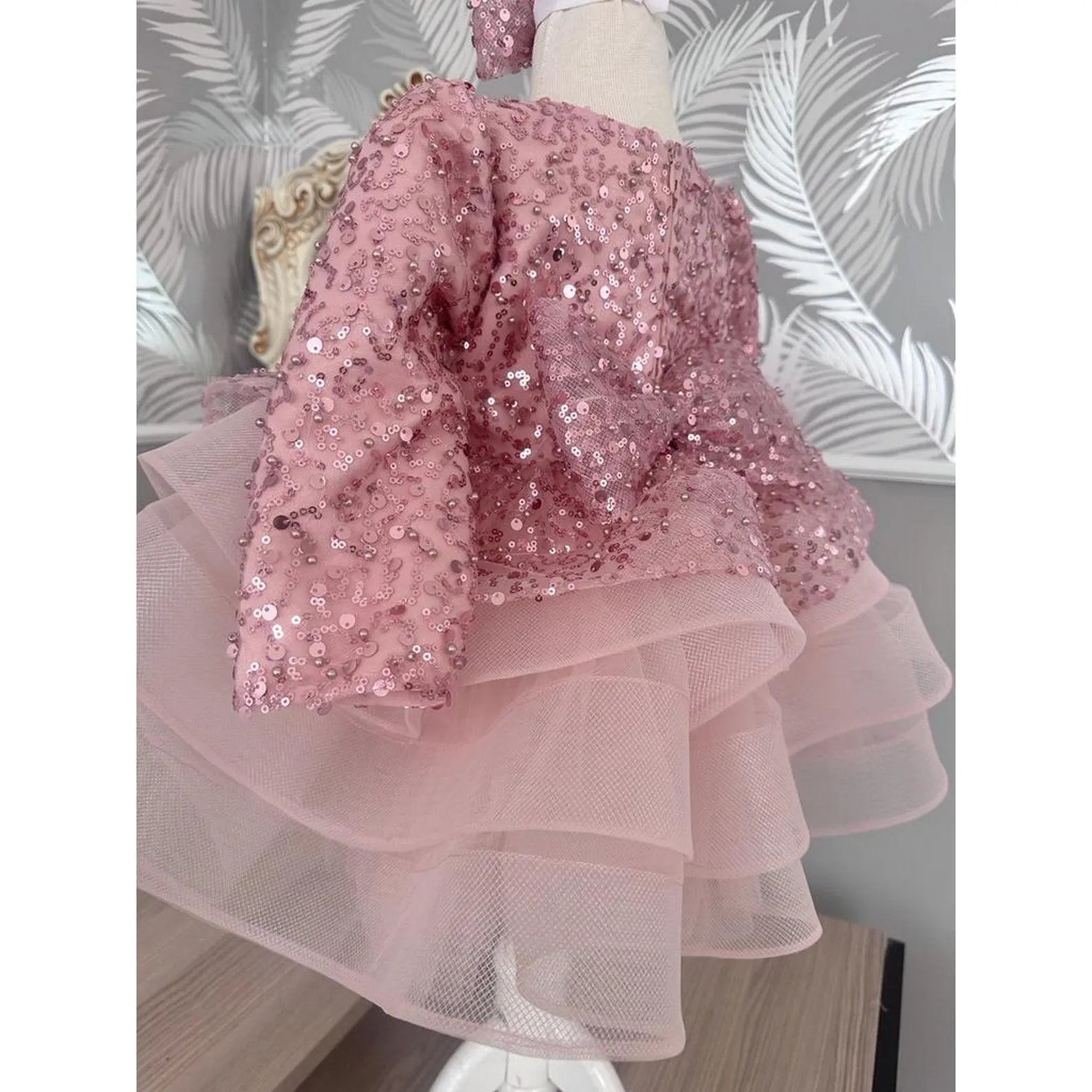 Luxury Flower Girl Dress Scoop Neck Puff Girls Party Dress cemrestore