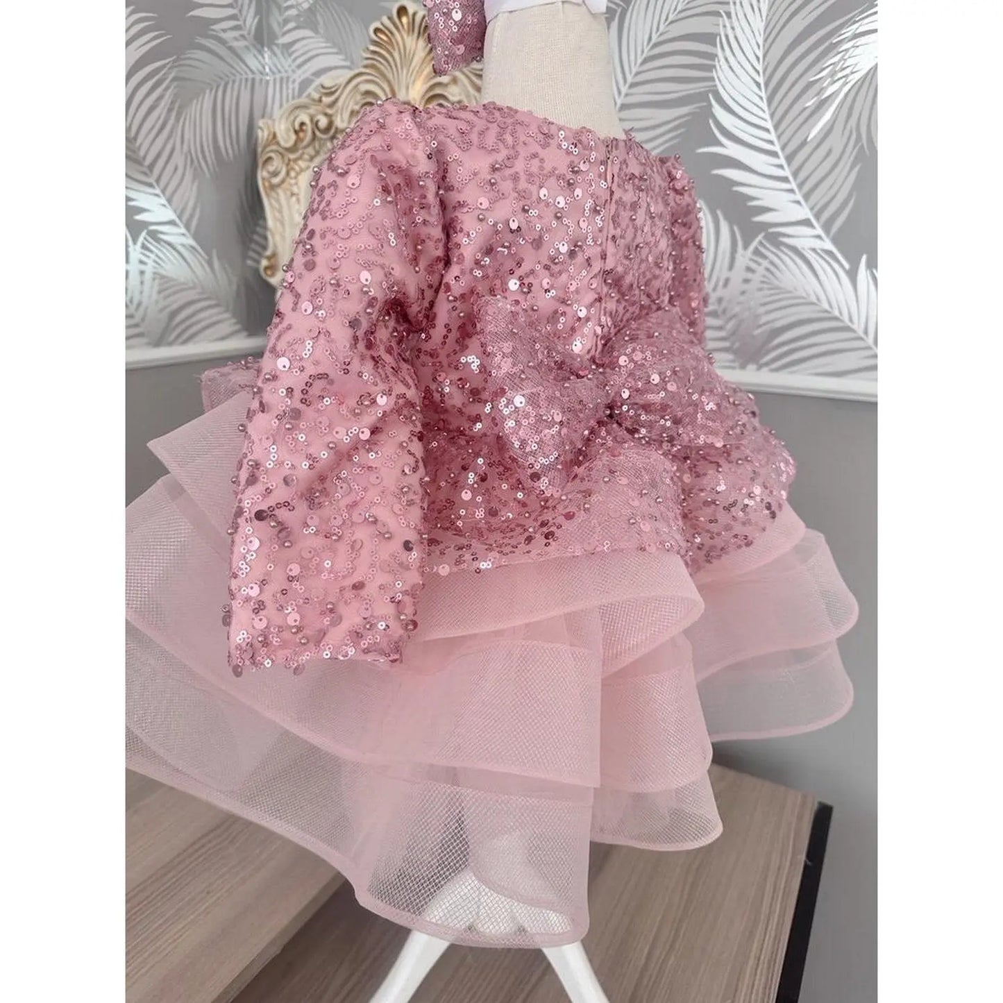 Luxury Flower Girl Dress Scoop Neck Puff Girls Party Dress cemrestore