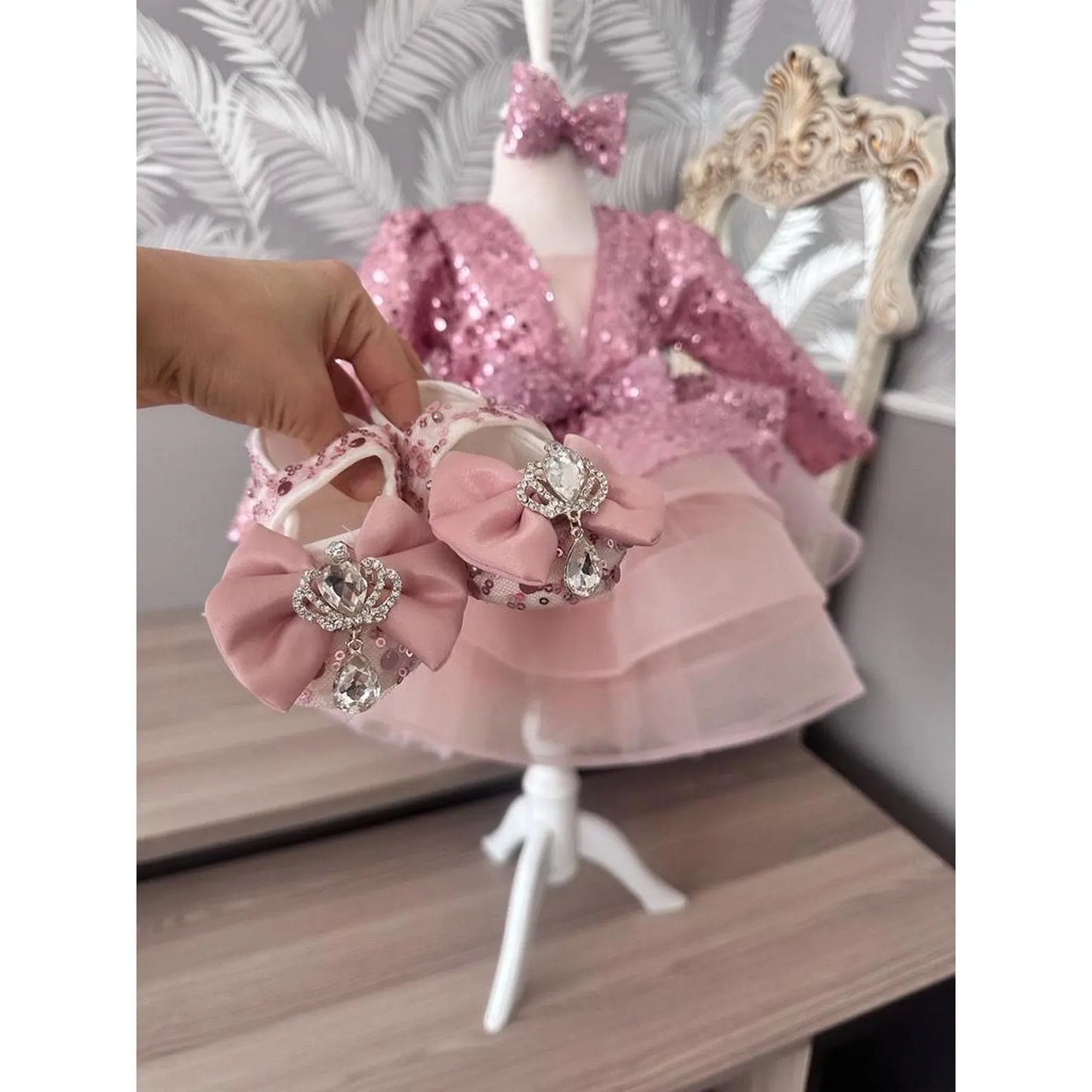 Luxury Flower Girl Dress Scoop Neck Puff Girls Party Dress cemrestore