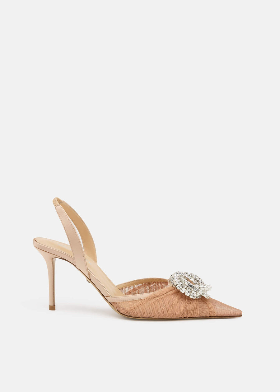 Ottavia Nude Crystal Slingbacks