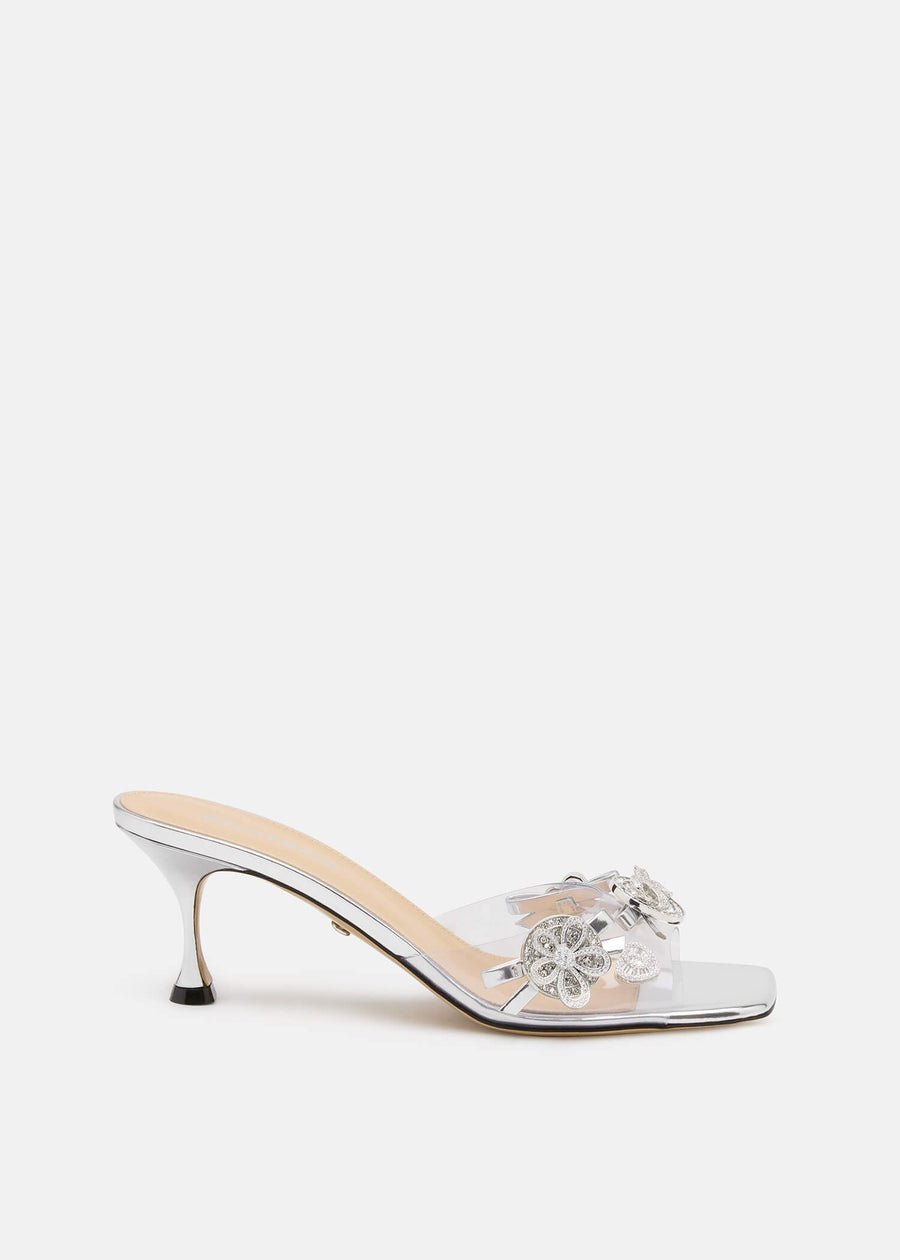 Ilaria Silver Crystal Mules