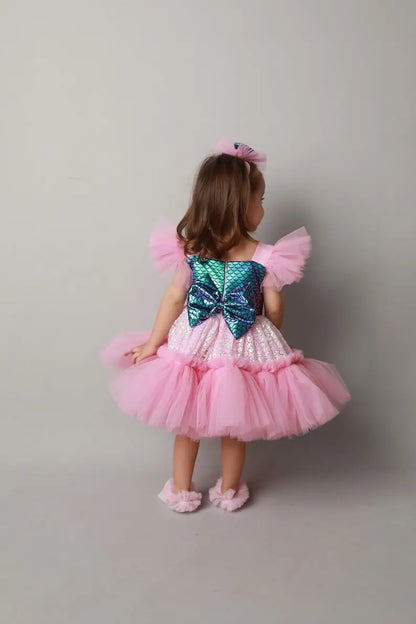 Mermaid Dress For Girls, Birthday Girl Dress, Tutu Sparkling Dress, Marine Style Dress, Blue Baby Dress, First Birthday Party Gift simmiunique