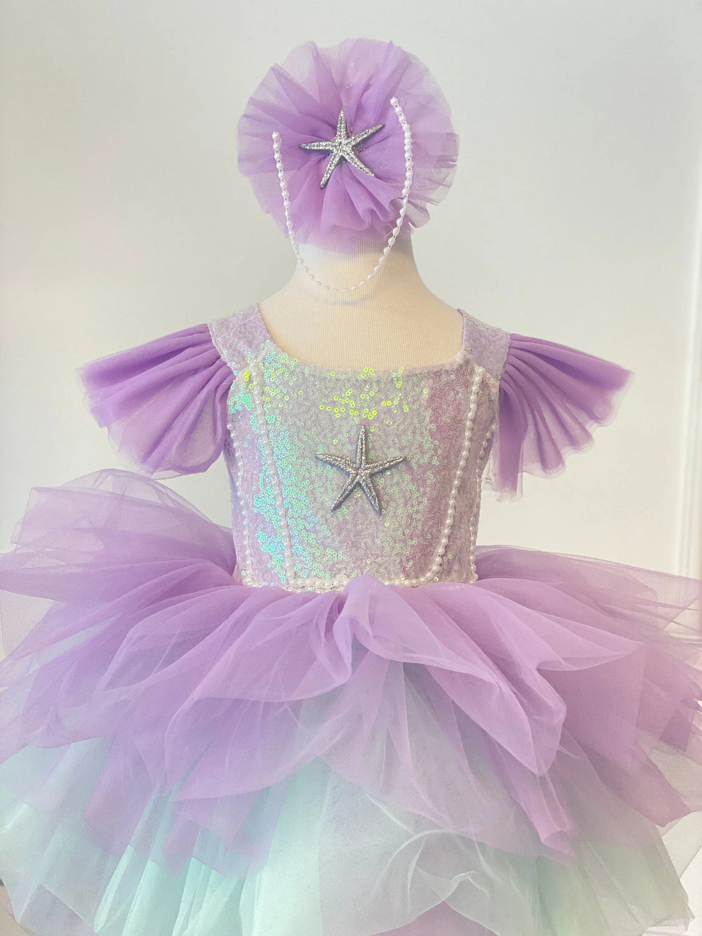 Mermaid Dress With Pearl, Girl Birthday Dress, Toddler Halloween Costume – close-up