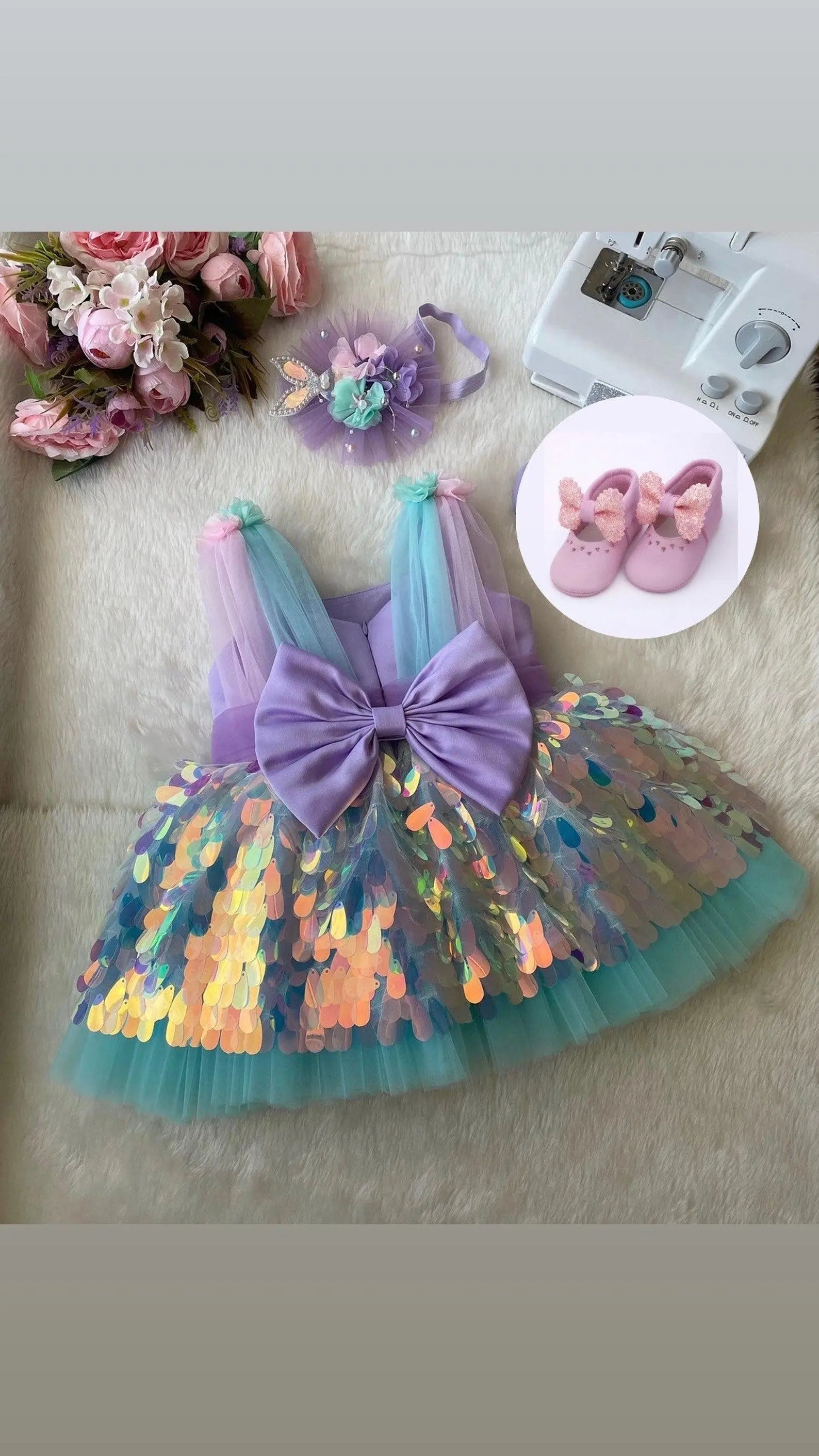 Mermaid dress ,Baby Girl Dress Special Occasion, First Birthday Dress cemrestore