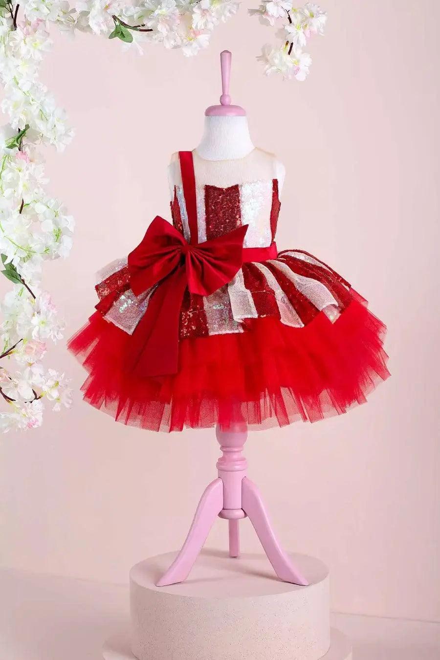 New Season Lace Girl Party Dress in red - photo 2