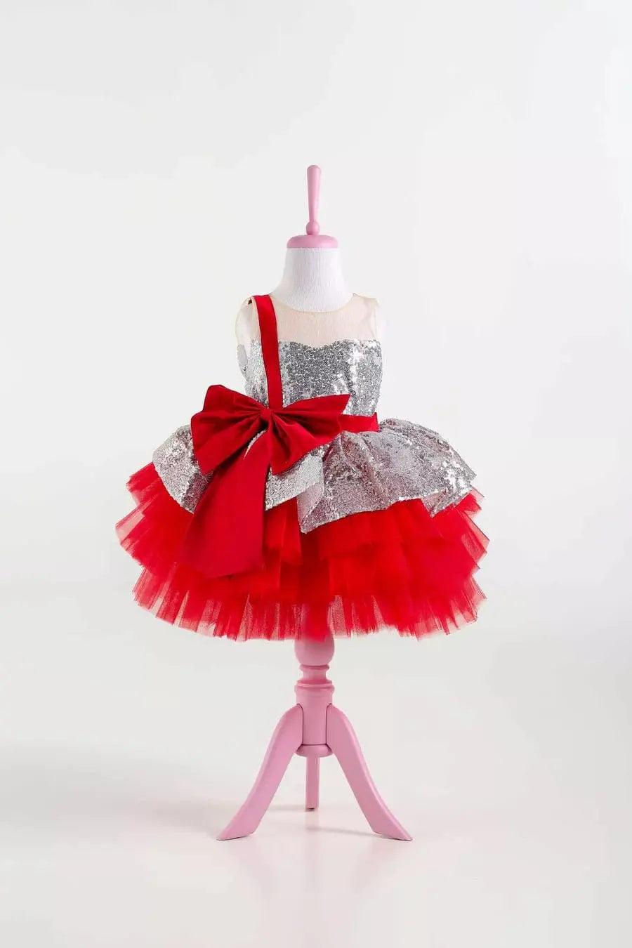 New Season Lace Girl Party Dress in red - photo 3
