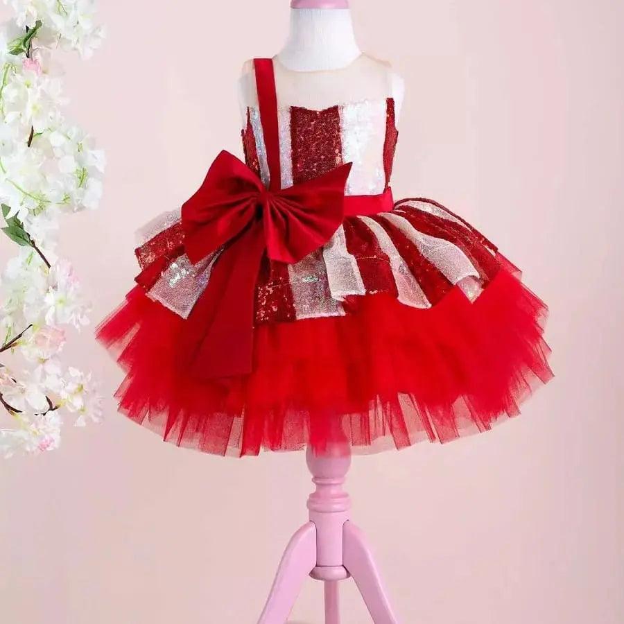New Season Lace Girl Party Dress in red - photo 4