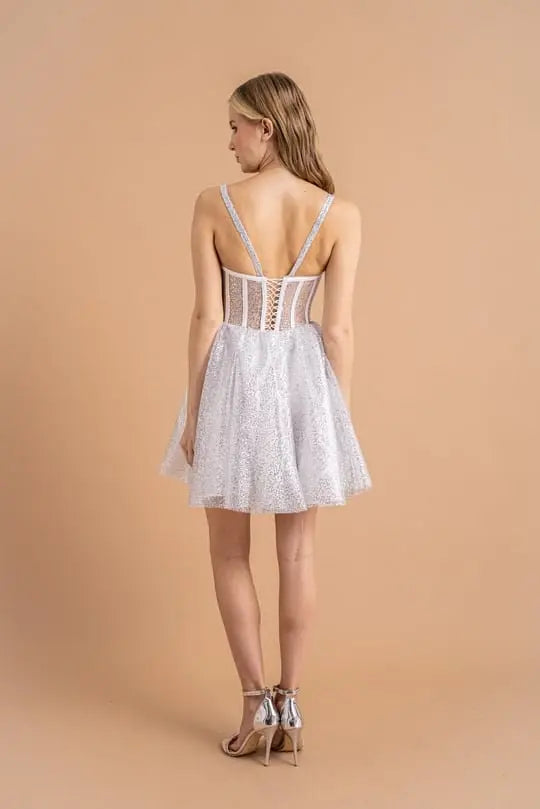 Rosaleen white chiffon occasion dress close-up