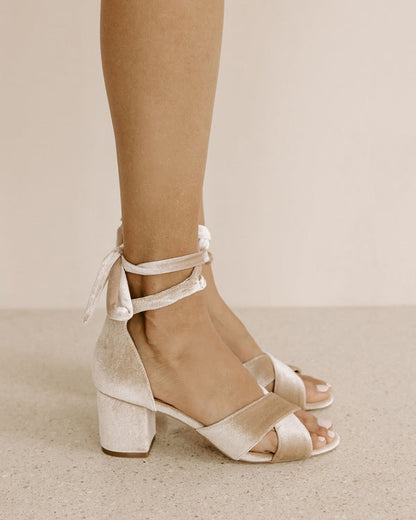 PASSION - NUDE WEDDING SHOES LOW BLOCK HEELS - SALE