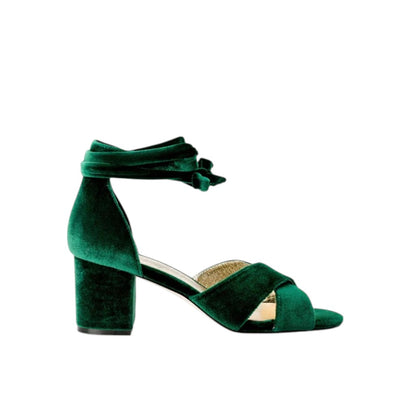 PASSION - EMERALD WEDDING SHOES LOW BLOCK HEEL - FINAL SALE