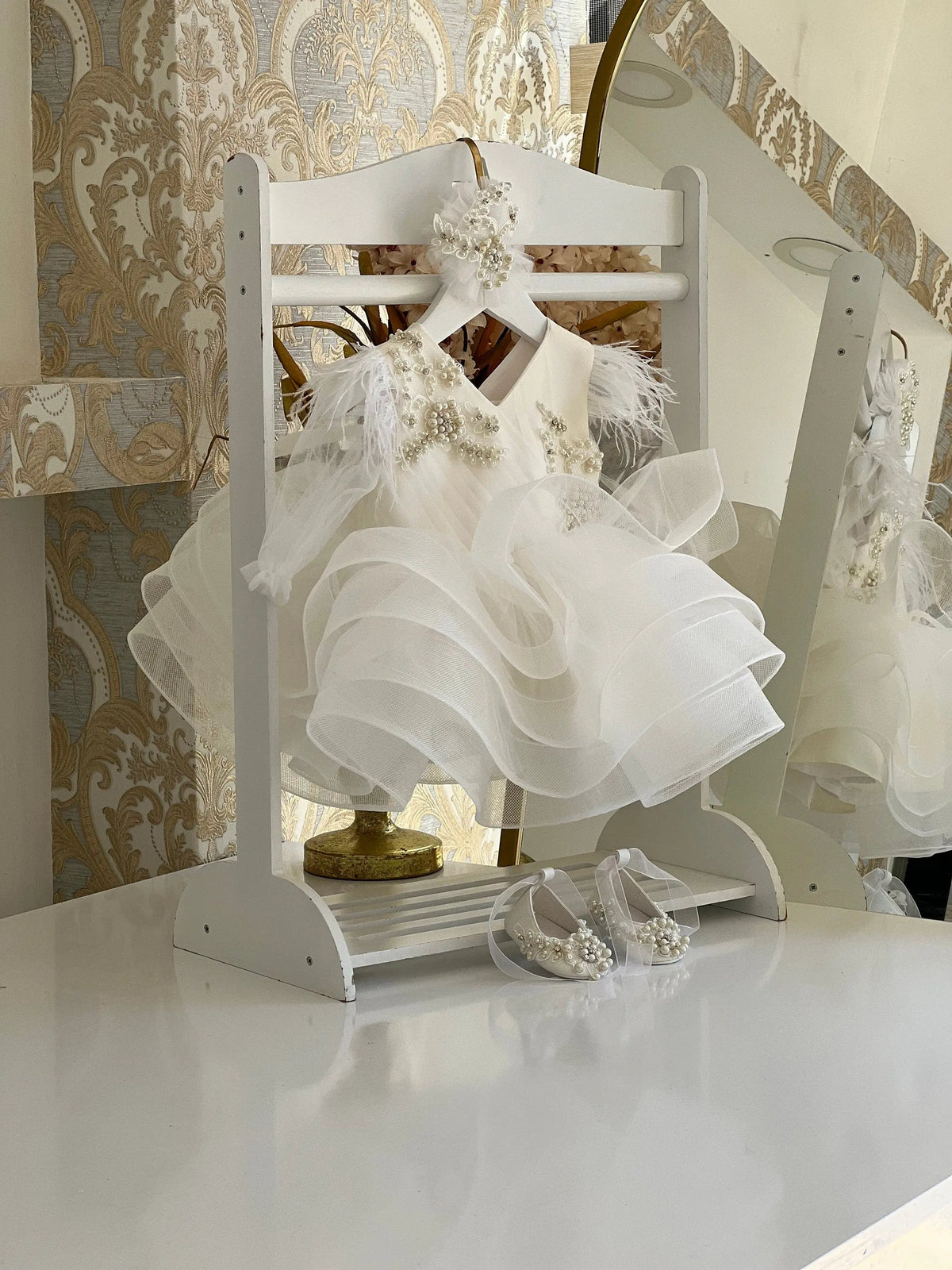 Pearl Baby White Girl Dress – full outfit view