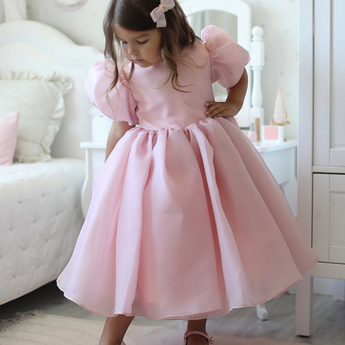 Girl Butterfly Pink Dress (Girl) – side view