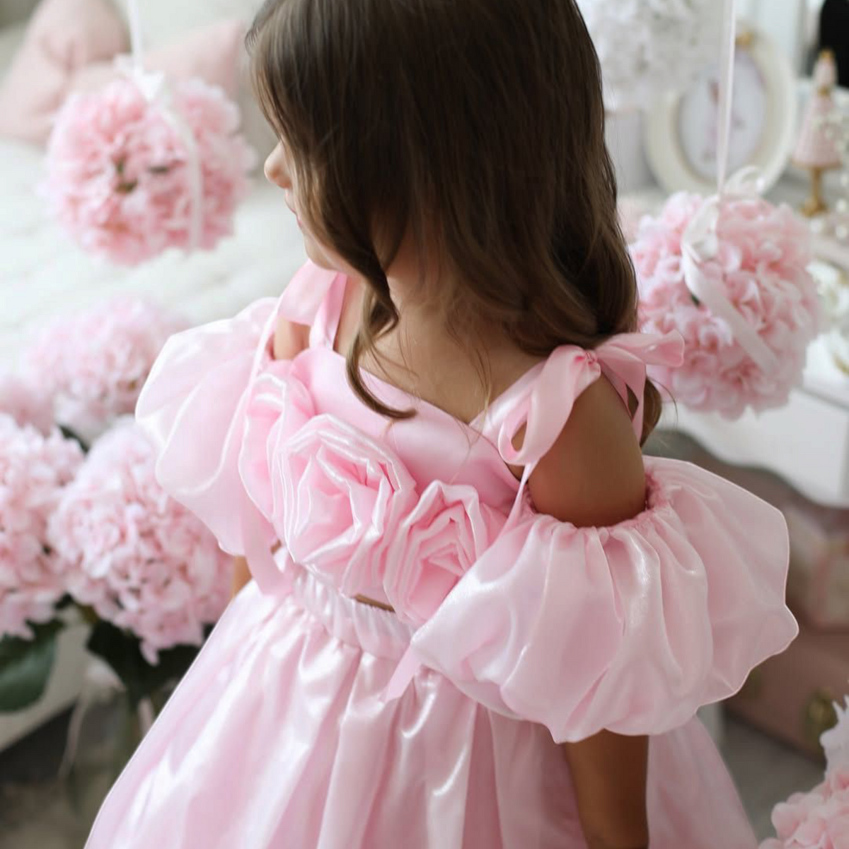 Girl Butterfly Pink Dress – detail shot