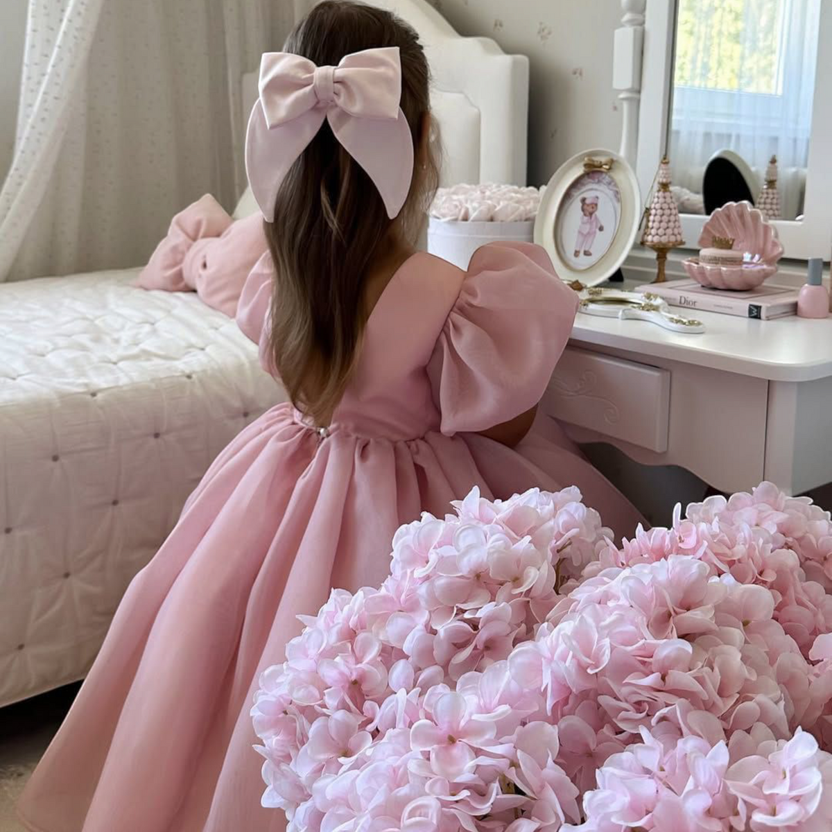 Girl Butterfly Pink Dress – close-up