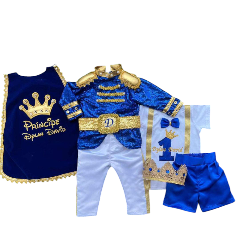Deluxe Baby Prince Costume – Luxury Velvet Cape & Jeweled Crown Set