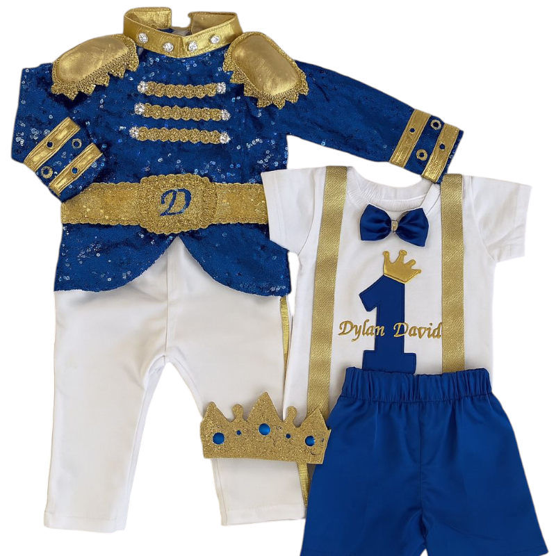 Deluxe Baby Prince Costume – Luxury Velvet Cape & Jeweled Crown Set – close-up