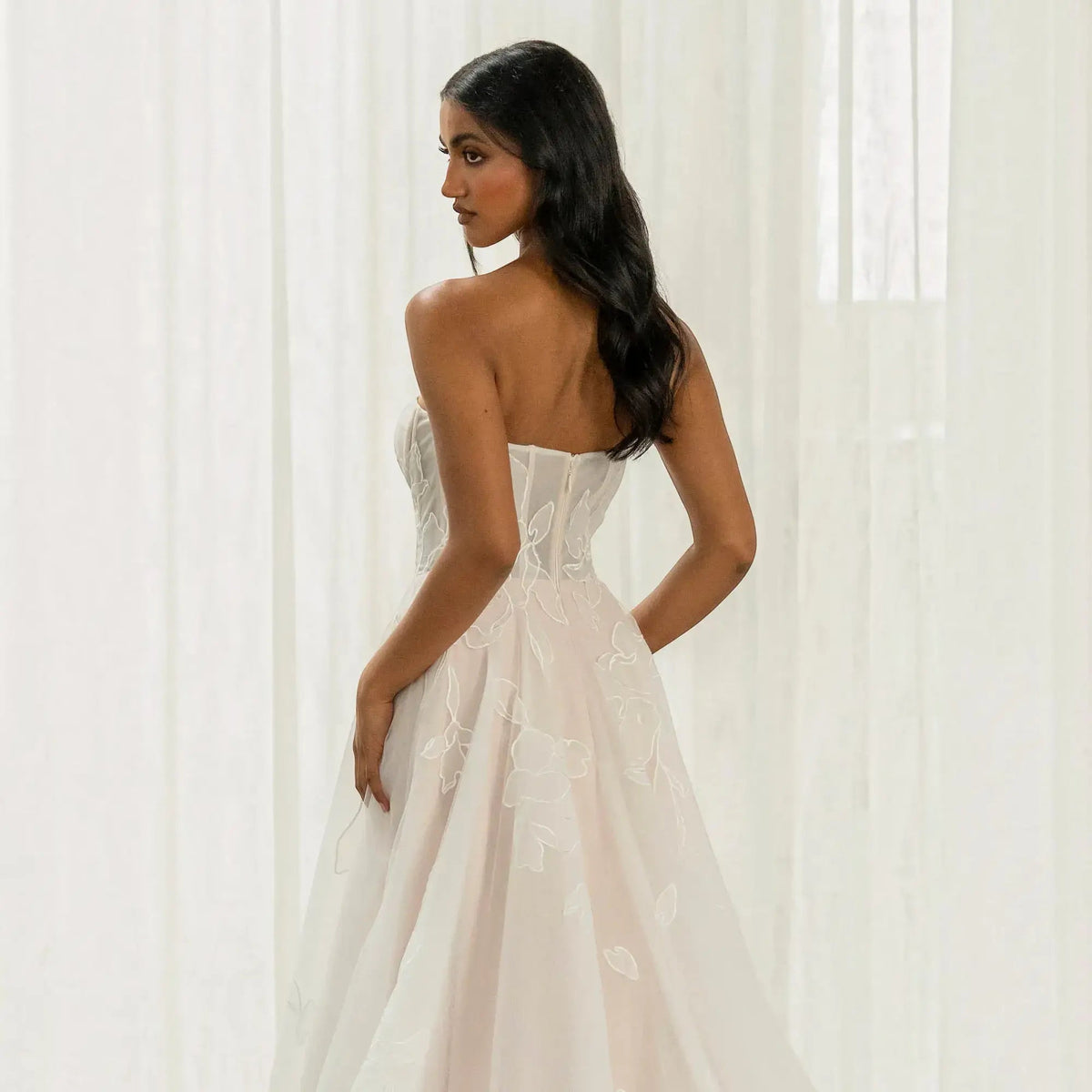 Destination Silk A-Line Wedding Dress, luxury bridal gown, additional product image 3 by SimmiUnique