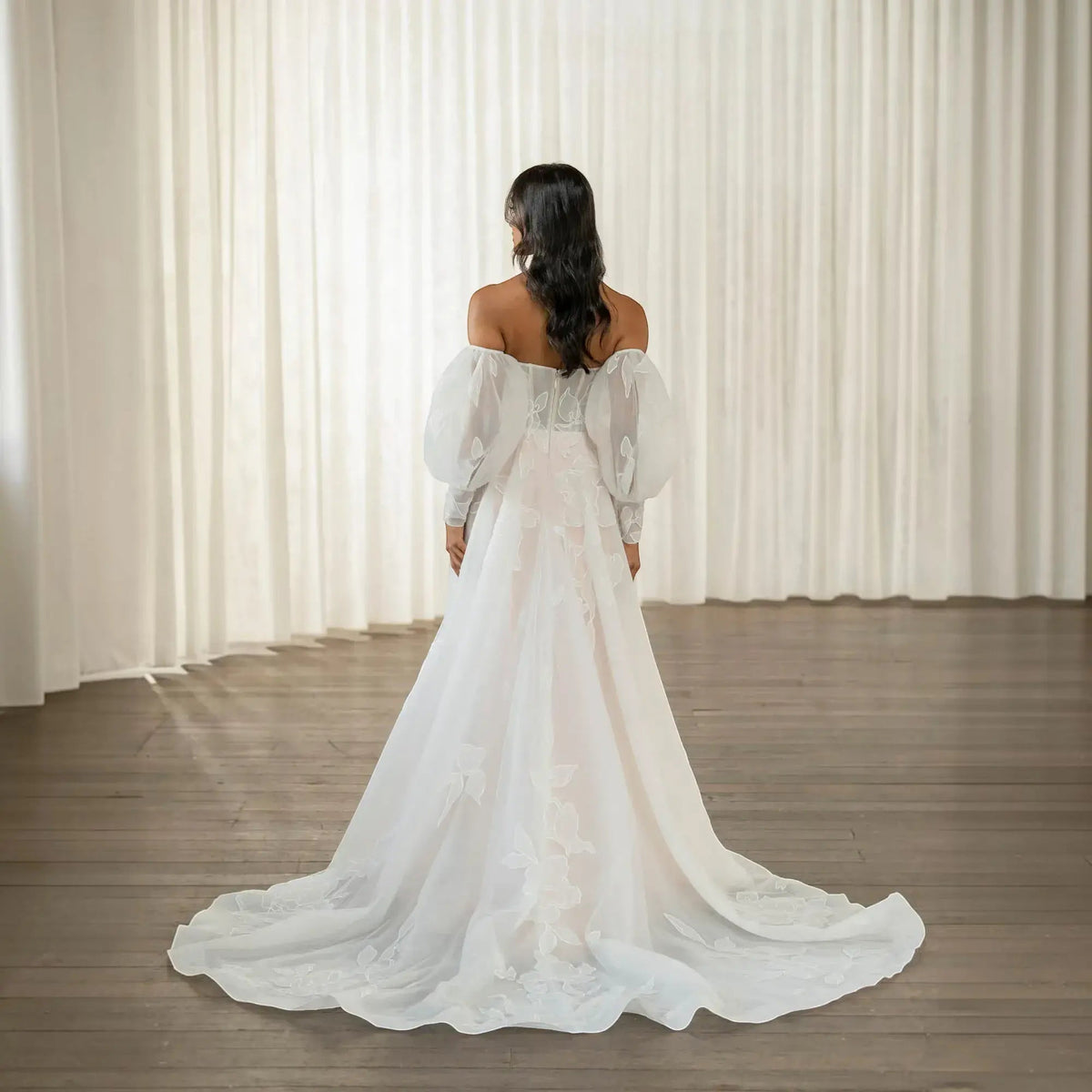 Destination Silk A-Line Wedding Dress, luxury bridal gown, additional product image 5 by SimmiUnique